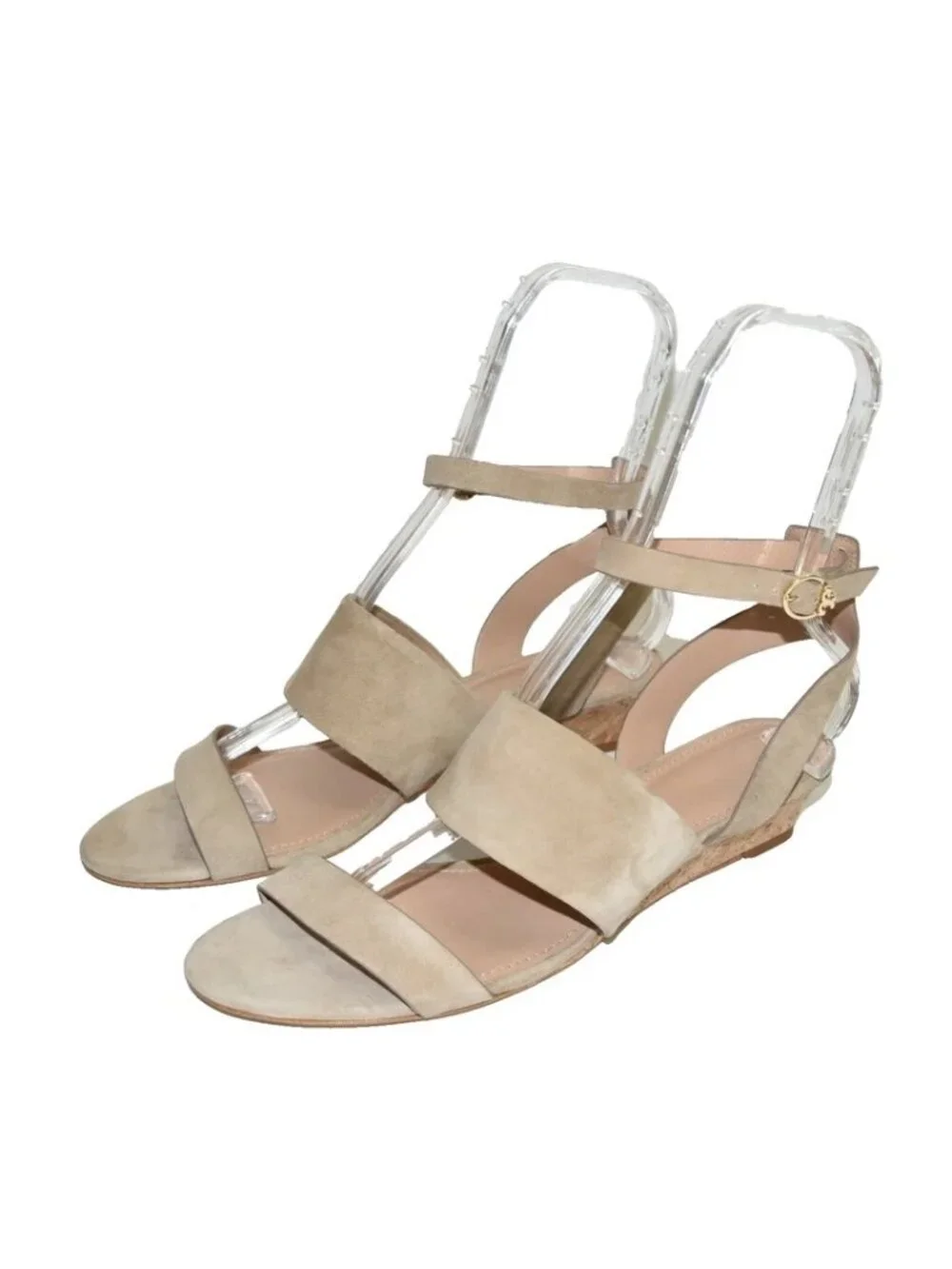 New! Tory Burch North Suede Low Wedge Sandal Fumo Tan Size 11 M CO1